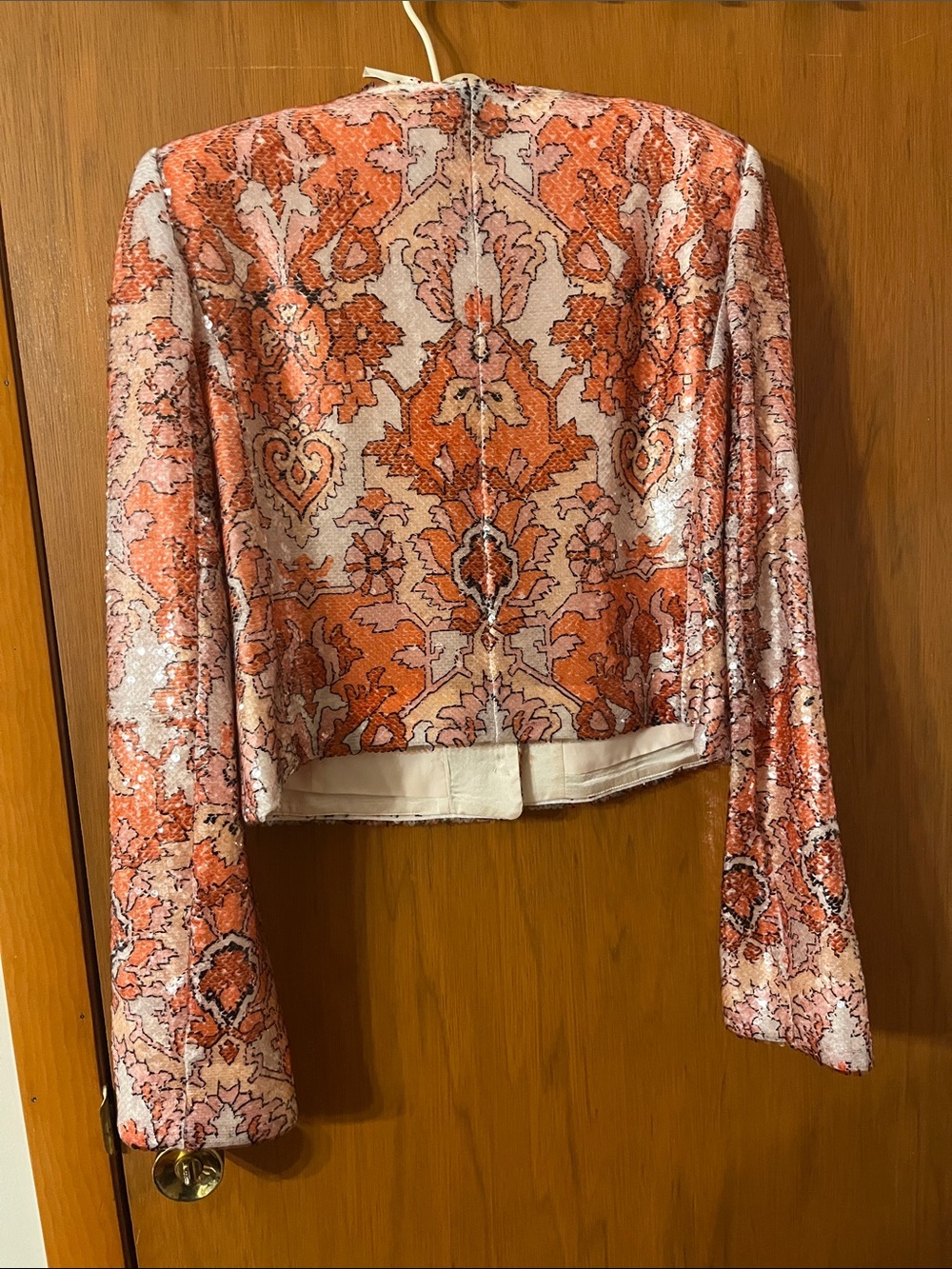 Cinq à Sept Sequin Damask Aspen Jacket in Pink Poppy Multi - Picture 6 of 10